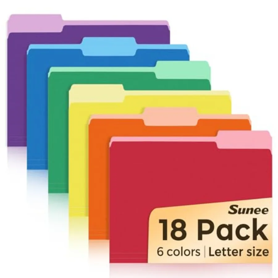 

File Folders, 18 Pack Folders 8.5 x 11, Colored Folder Office Organization Home School Folders for Documents Files Paper
