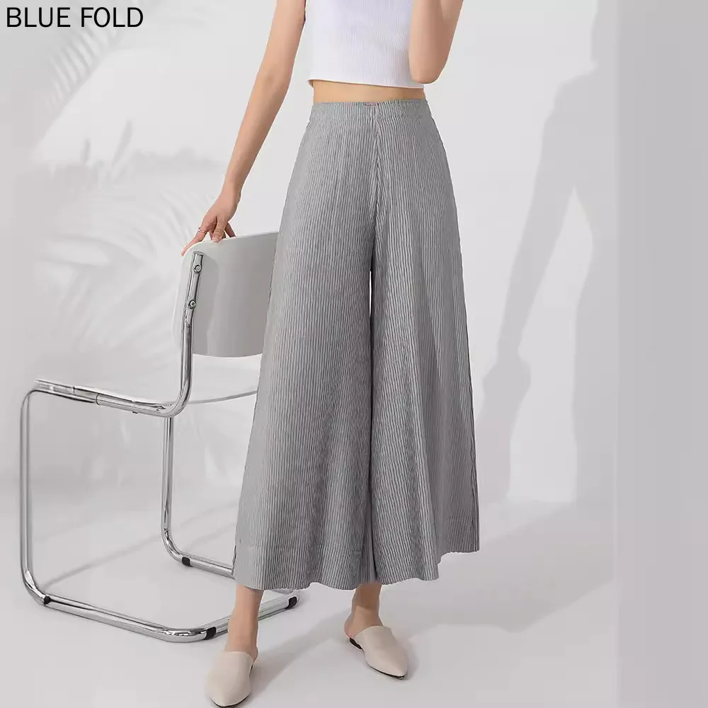 

Fashionable Temperament Wide-leg Pants Women Summer Style High Waist Drape Slim Commuting All-match Straight-leg MIYAKE Pant