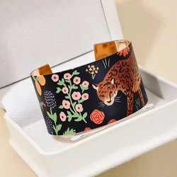 Colorful Bracelet For Women Metal Flower Animal Flower Leopard Cuff Bangle Holiday Party Gift Fashion Jewelry CB044