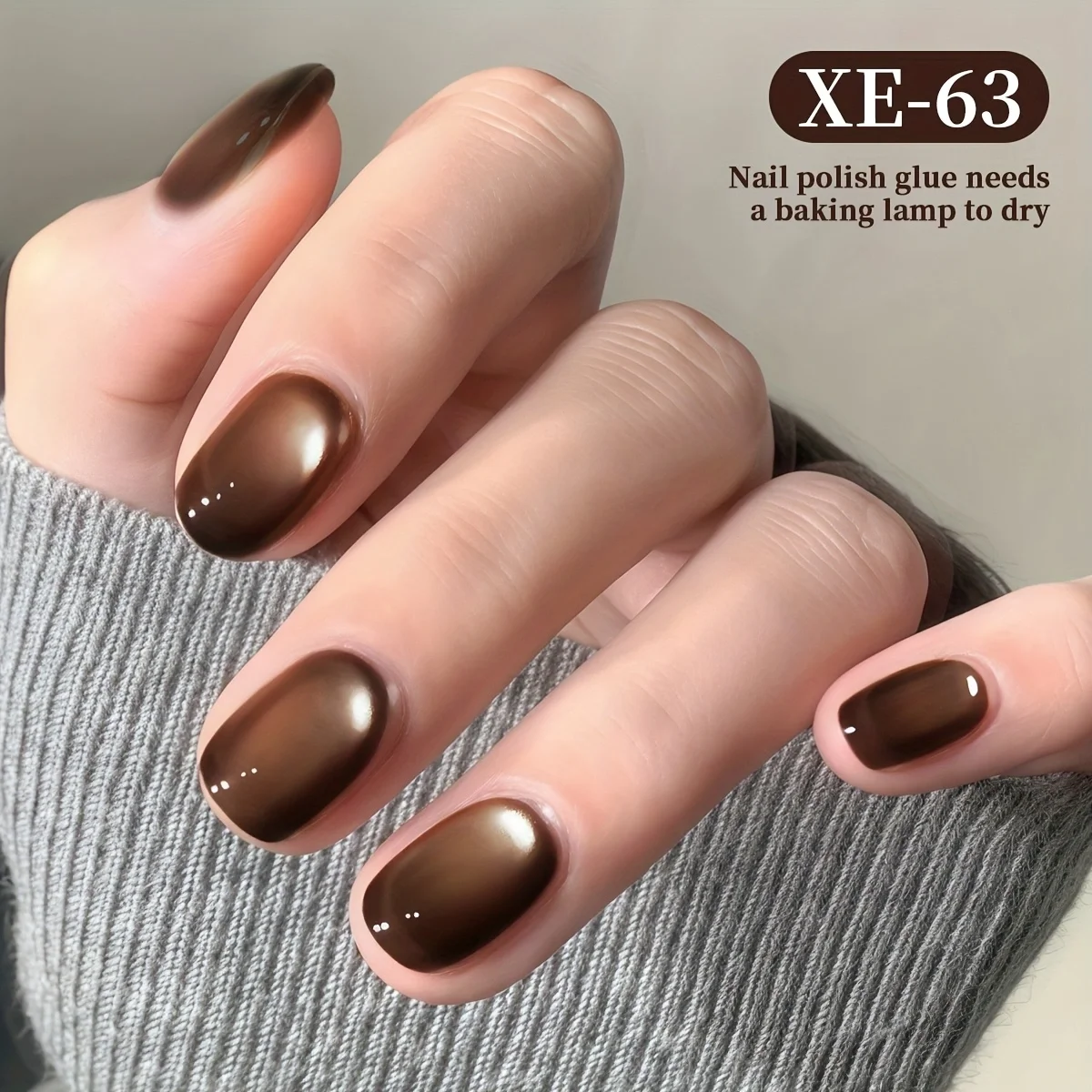 Bottiglia di polvere Perlina di vetro marrone bronzo occhio di gatto XE-63 caffè super luminoso occhio di gatto Gel per unghie UV luminoso semplice e alla moda