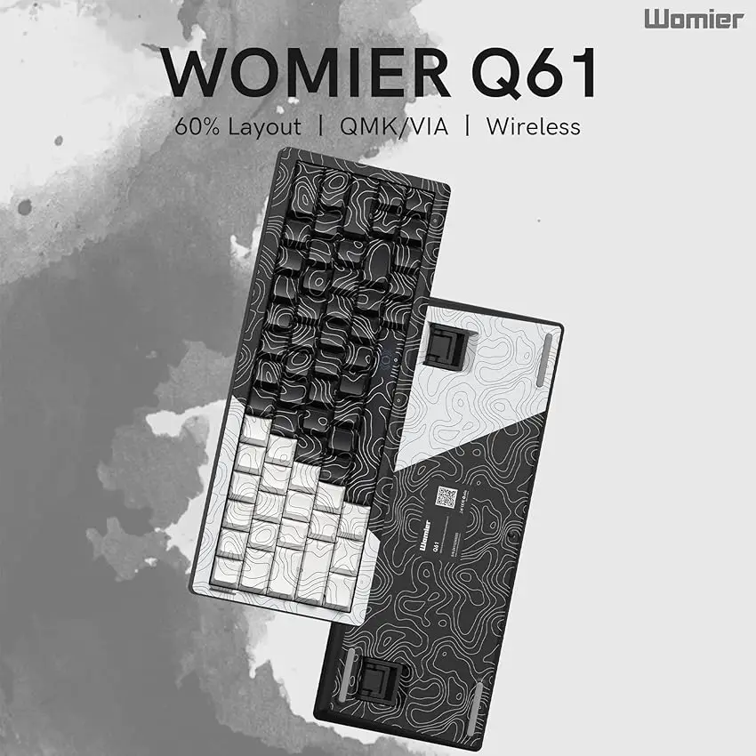 Womier Q61 QMK/VIA 3-Modes Wireless Mechanical Keyboard Topographic Gamer Keyboard RGB Gasket Hot Swap Gaming Keyboard for PC