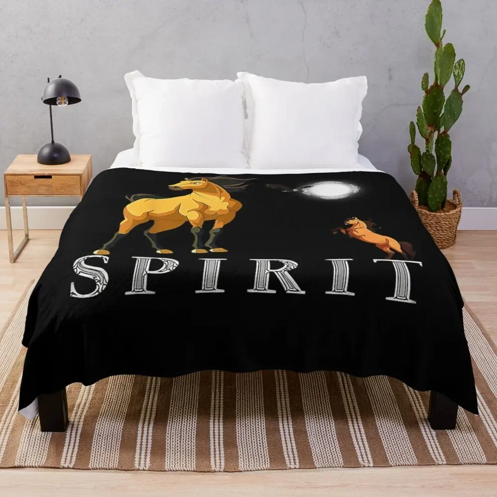 

Spirits Stallions of the Cimarrons Premium T-Shirt Throw Blanket Cozy Sofa Blanket for TV Watching Napping