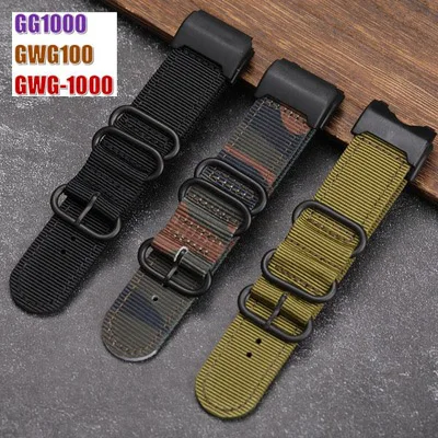 Nylon Bracelet GG1000/GWG-100/GWG-1000 Watch band strap Replacement Watchband GG-1000/GWG1000/GWG100 Wristband 24MM