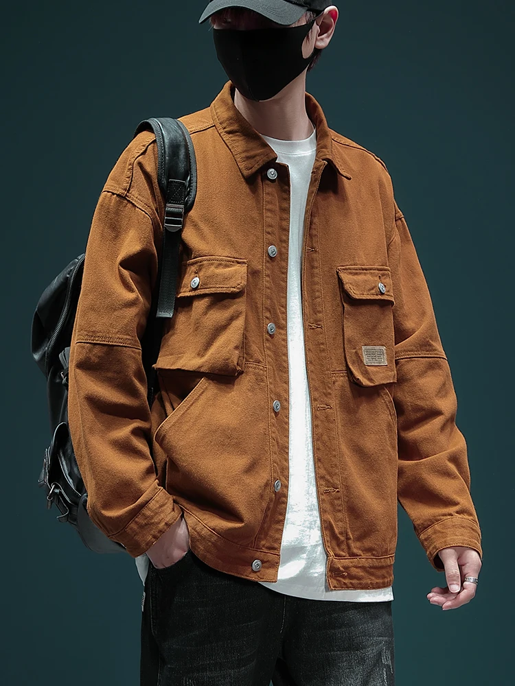 

Мужская джинсовая куртка American Sle в стиле ретро, весенне-осенняя свободная повседневная модная новая модная рабочая одежда Jaet Youth (3)