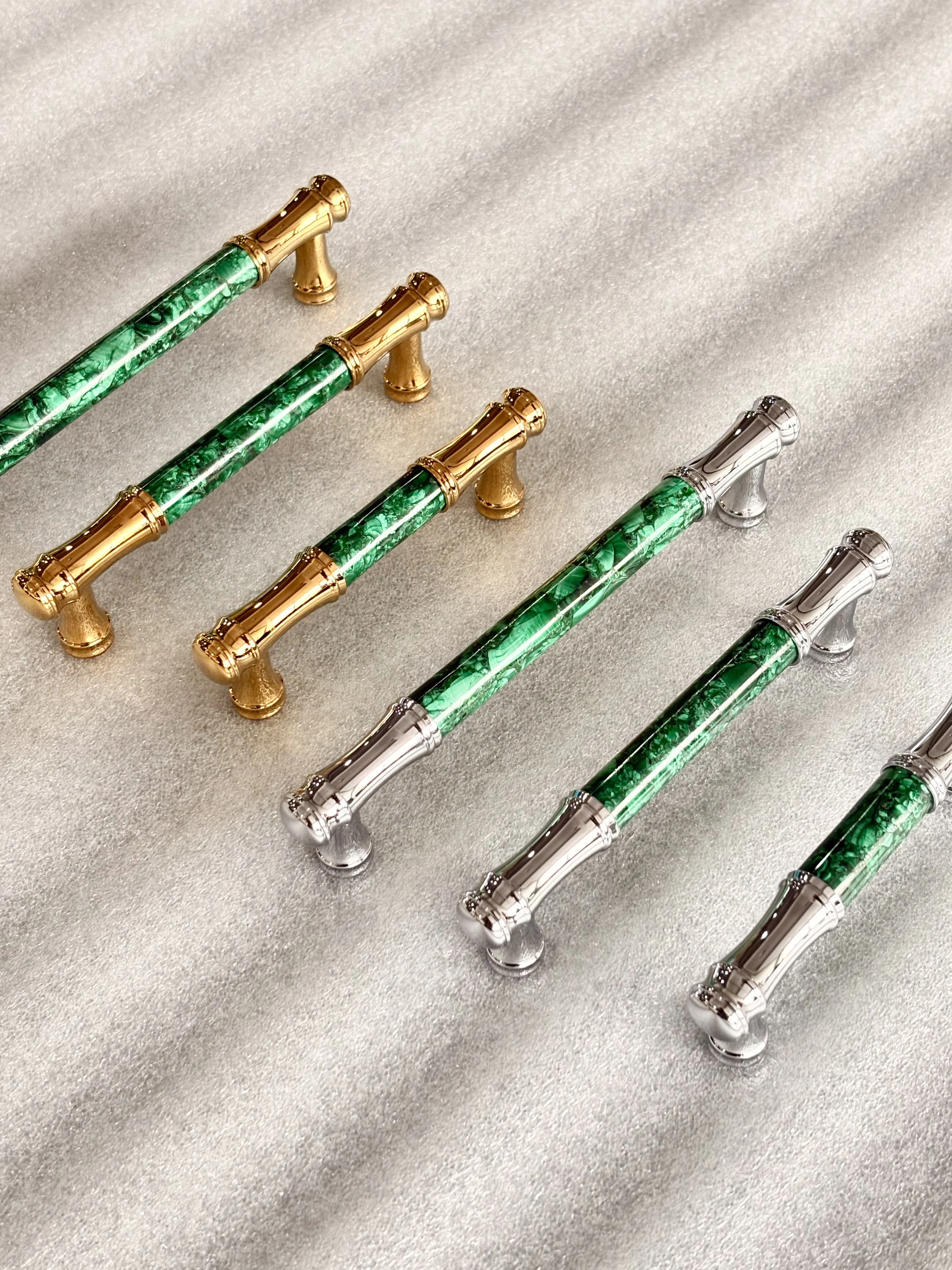 SAI'LANKA Brass Furniture Pulls Vintage-Style Natural Malachite Inlays—Luxurious  Cabinet and Drawer Handles