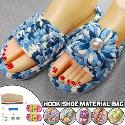 1 Set Hand-woven Hook Soles Anti-kick Soft Rubber Soles + Wool Linen Strip Line Slippers Shoes Sandals Un-finished DIY Materials