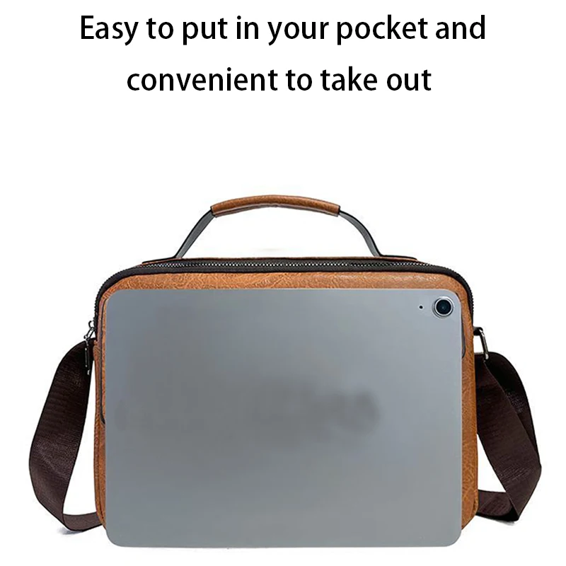 Hochkapazitäts-Business-Aktentasche, Herren PU-Leder Laptop-Umhängetasche mit Verstellbarem Gurt für Alle Gelegenheiten – Detail 4