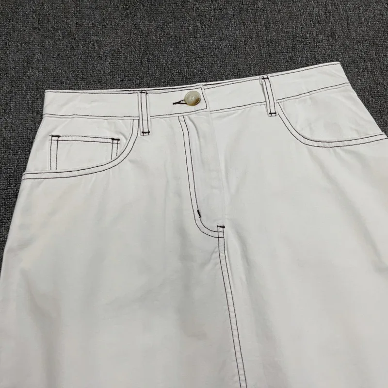 Nouveau Printemps et été décontracté polyvalent taille haute a-ligne jupe jupe en jean pour les femmes