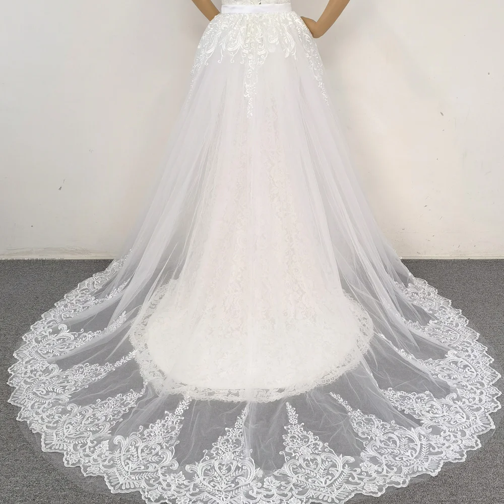 JIERUIZE Phối Ren Sang Trọng Appliqués Có Thể Tháo Rời Váy Cưới Rời Đoàn Tàu Cho Đầm Cô Dâu Overskirt