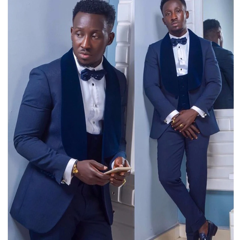 

Shawl Lapel Wedding Tuxedo for Groomsmen Slim Fit Prom Men Suits African Male Fashion Prom Party Groom Bridegroom 3 Pcs