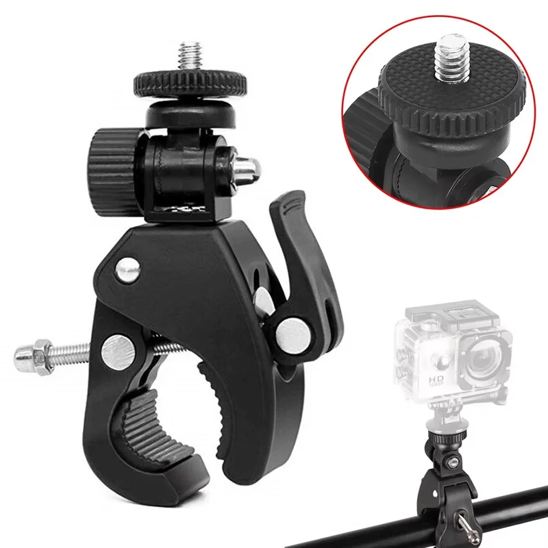 Universal 360 Rotating Clamp With 1/4 DSLR Bike Bicycle Handlebar Clamp Bracket Tripod Mount Screw Clip Action Camerat Accessory