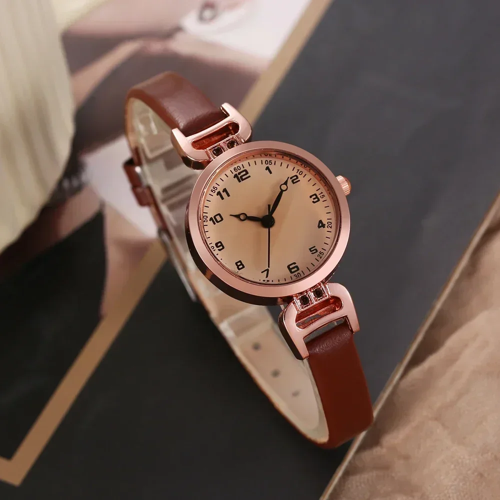 2pcs Retro temperament watch for women, student high-end, light luxury, British small fragrance style, women's quartz watch