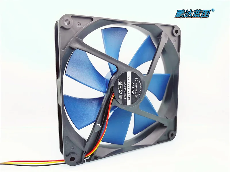 New Pengda Blueprint Blue Fan Leaf 14025 Double Ball 12V 0.07A Silent 14CM Computer Case Cooling Air140*140*25MM