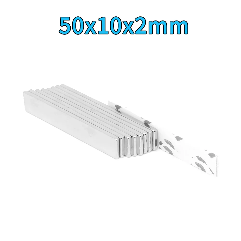 50x10x2 مللي متر كتلة رقيقة مغناطيس قوي قوي مع شريط لاصق للثلاجة ، DIY ، البناء ، العلمي ، الحرفية ، 50*10*2 50x10x2