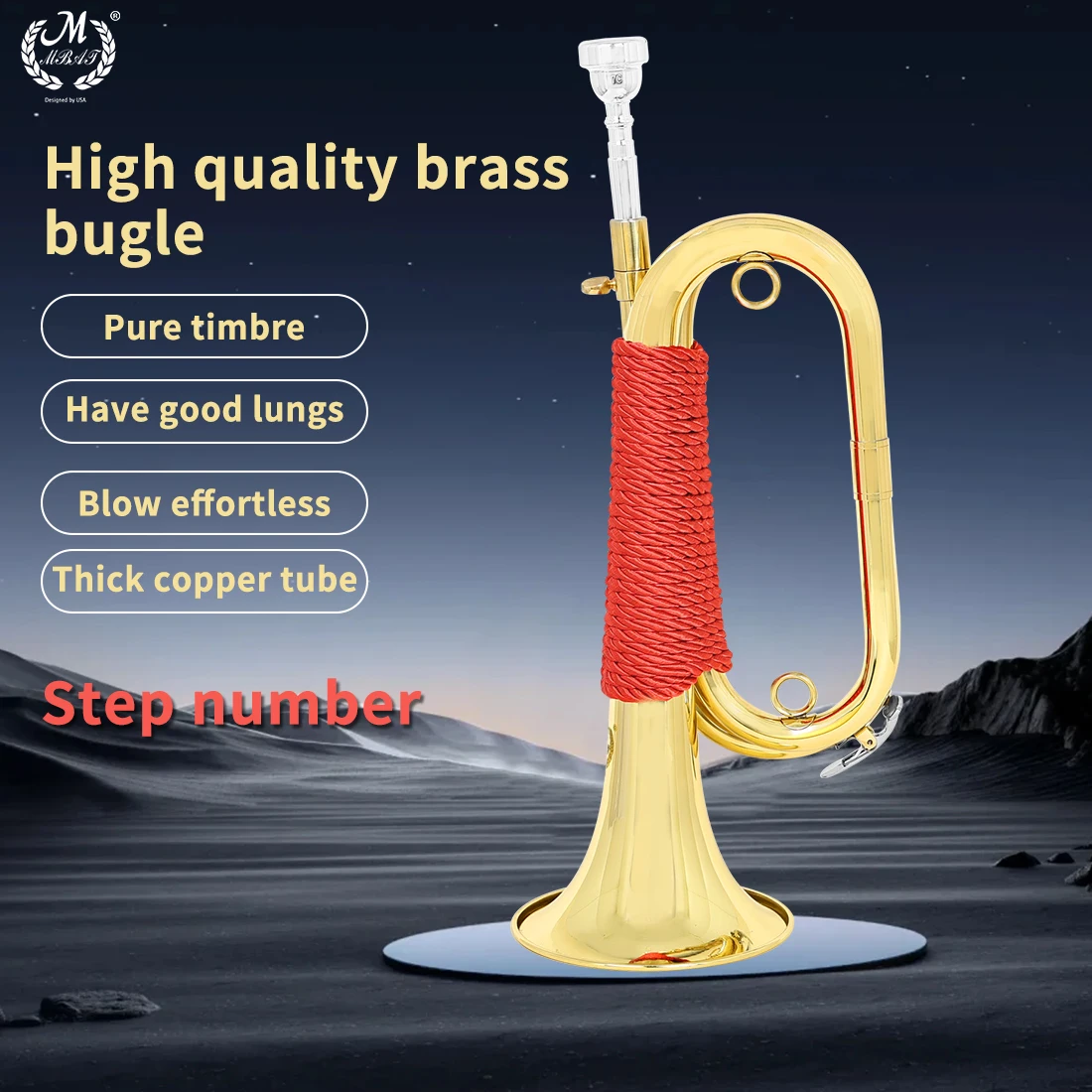 M MBAT Step Number Brass Extra Large Spanish Army Number Red Organization Handle Performance Special Instrument With Parts