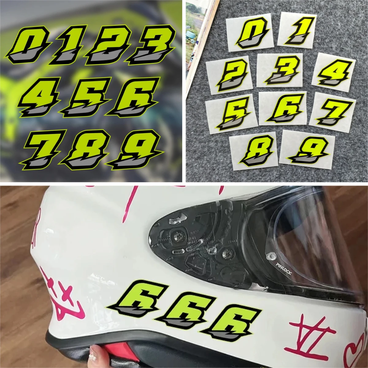 

Racing Style Motorcycle 0123456789 Stickers - Waterproof Vinyl Decals for Car/Truck/Boat - Customizable Auto Decor