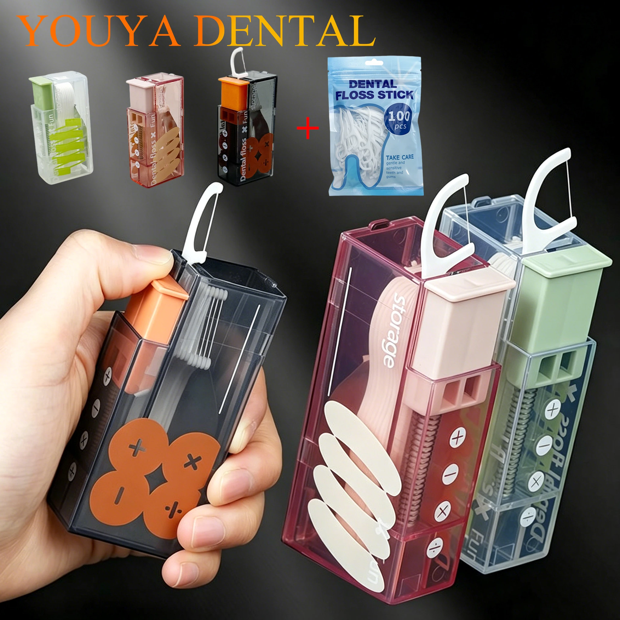 Fully Automatic Dental Floss Box Pop-Up Dental Floss Dispenser With 100pc Portable Household High-End Toothpick Thread Oral Care