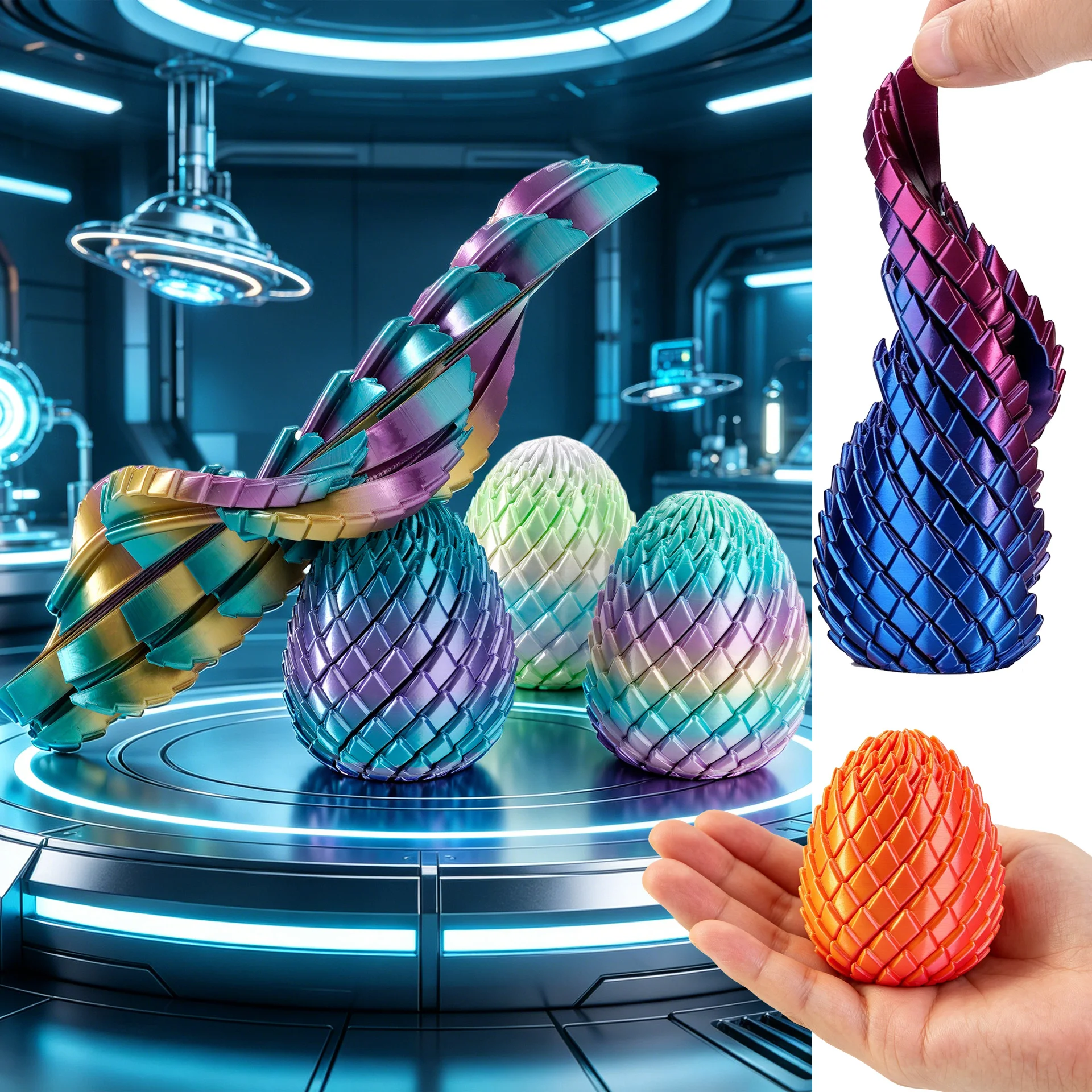 3D gedruckte Kugel Flüssigkeit Flow Kugel Fidget Twist Kugel Gear Angst Entlastung Kugeln Kreislaufdeformation Rotierendes Desig