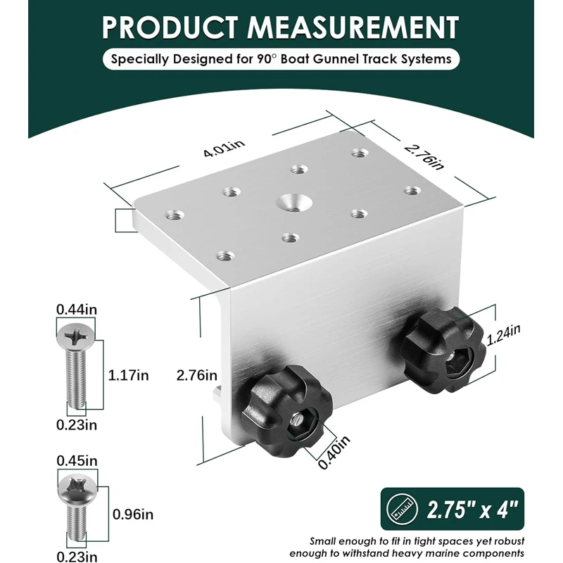 Universal 90 Degree Boat Gunnel Track System Bracket for Versatrack, Lund Sport & Ranger Track,for Cannon, Scotty & RAM Mounts