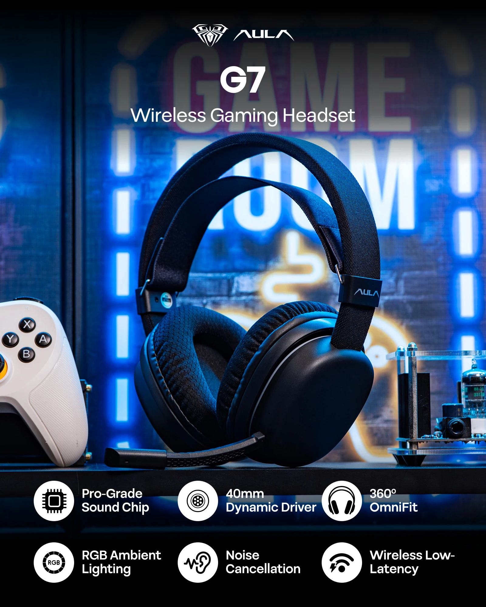 AULA G7 유선/BT/2.4GHz 무선 게이밍 헤드 - Home Cinema Headphones 리뷰 및 가격