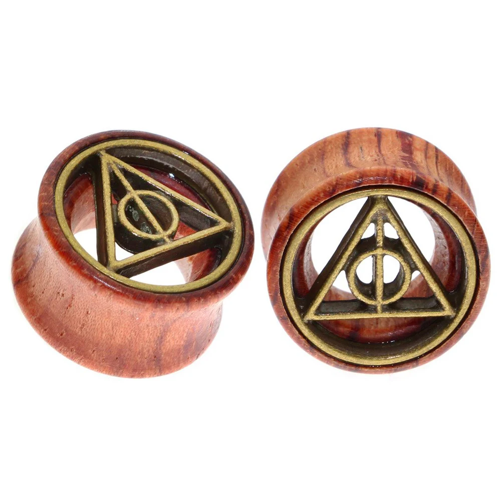 1PC Hollow Organic Wood Flesh Tunnels Double Flared Ear Stretcher Saddle Plugs Gauge 8mm - 20mm