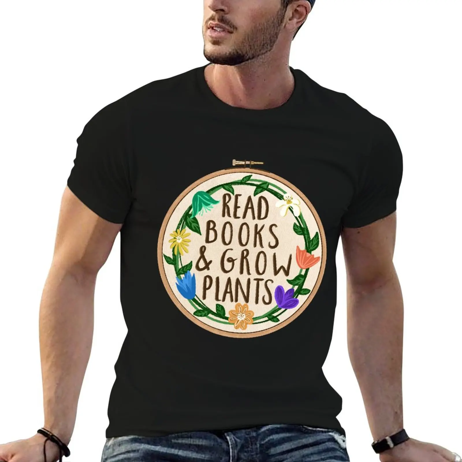 

Read Books & Grow Plants T-Shirt hippie clothes summer tops blue archive customizeds luxury clothes men