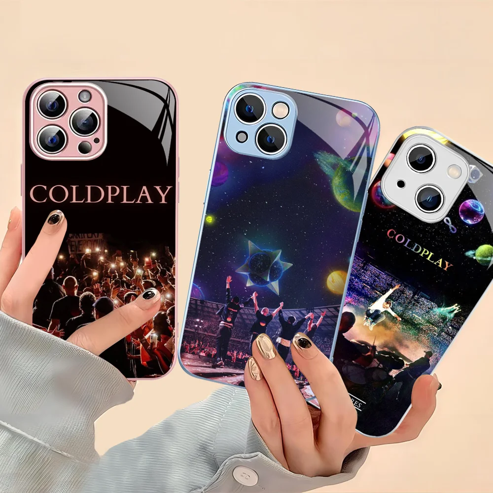 Band C-Coldplay Moon Music Phone Case For IPhone 14 13 12 Mini 11 Pro XS Max X XR 14 Plus Tempered Glass Cover