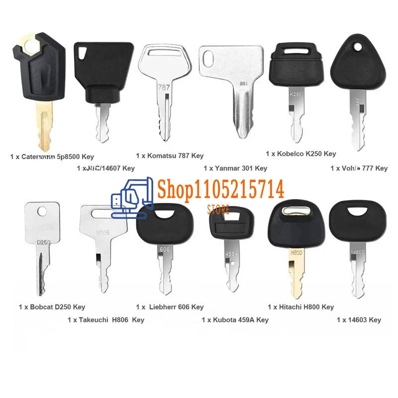 12Pcs Key Master Key Ignition for 5P8500 Komatsu 787 Kobelco K250 Hitachi H800 Agricultural Heavy Plant Machinery Digger Tractor