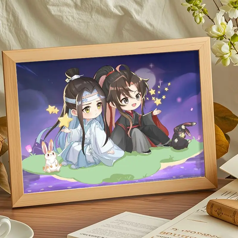 "The Untama Master"의 Q 버전 만화 포스터 사진 프레임, 간단한 방 거실 책상 디스플레이, 장식.Lan WangJI WeiWuXian