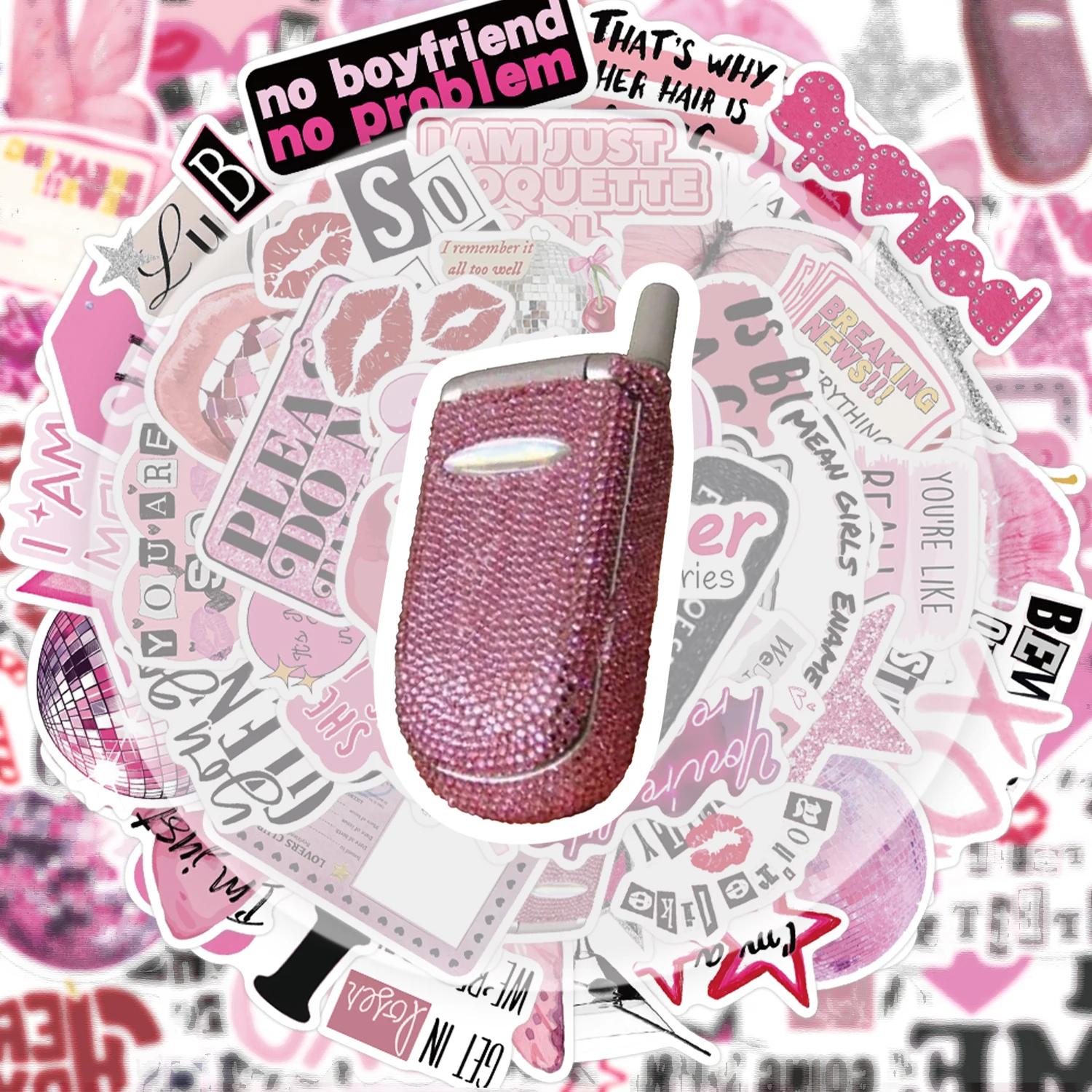 

50 Pink Aesthetic Graffiti Stickers, Suitable for Decorating Water Bottles, Laptops, Cell Phones, Suitcases, Skateboards, Guitars, Gift Boxes, and Party Decorations