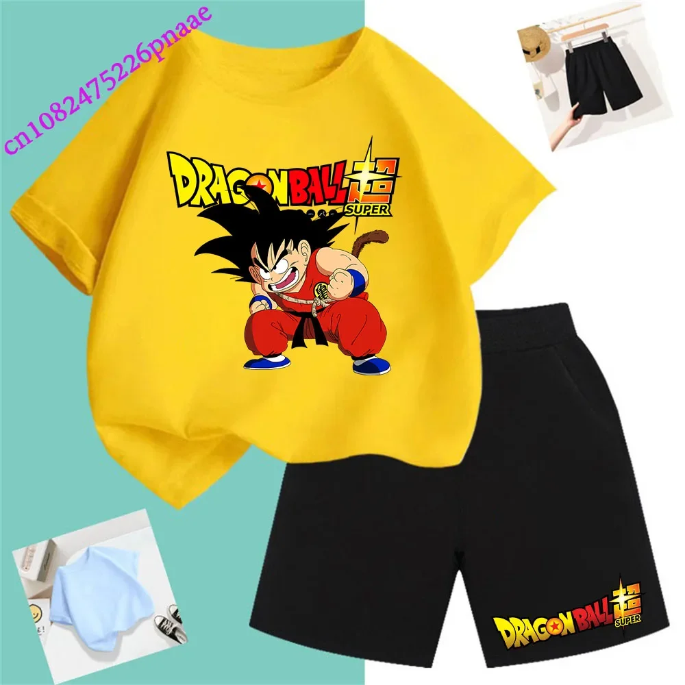 Dragon Ball t shirt Fashion Summerdress2024 Short Kid Short T-shirt Baby Tee Sets Fashion Casual O-neck Breathable Kawaii Shorts