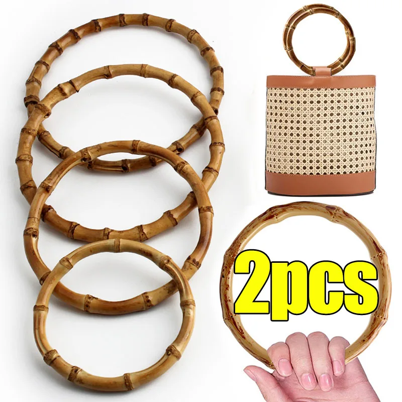 

13cm Round Bamboo Handle for DIY Purse HandBags Replacement Rings Wrist Circle Bags Handles Woven Hardware Making Accessories