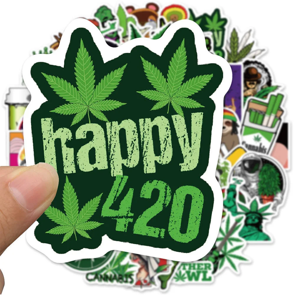 10/30/50/100PCS Weed Stickers Vinyl Marijuana Decals Funny Smoke Waterproof Aesthetic Stickers for Laptop Bike Bottle Skateboard