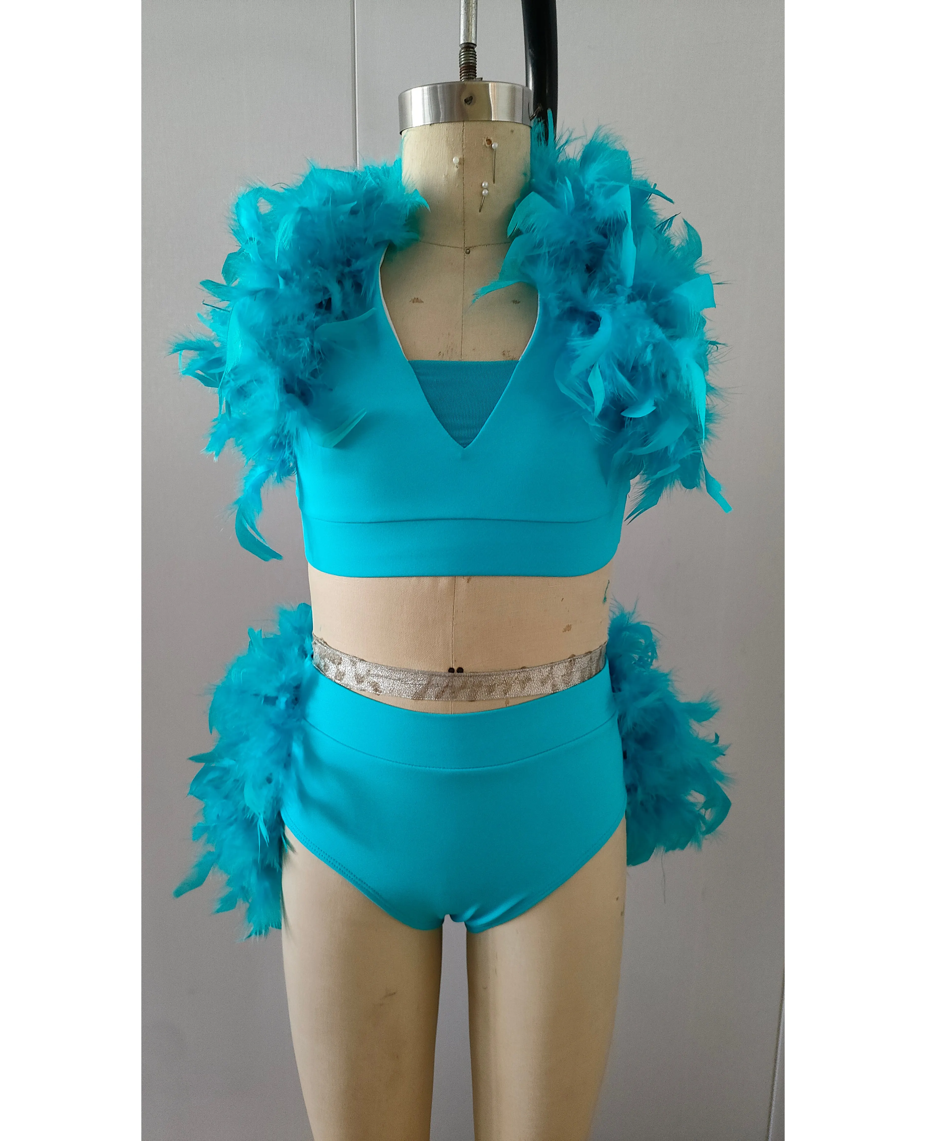 Color profesional Jazz traje de baile latino actuación falda estilo pluma