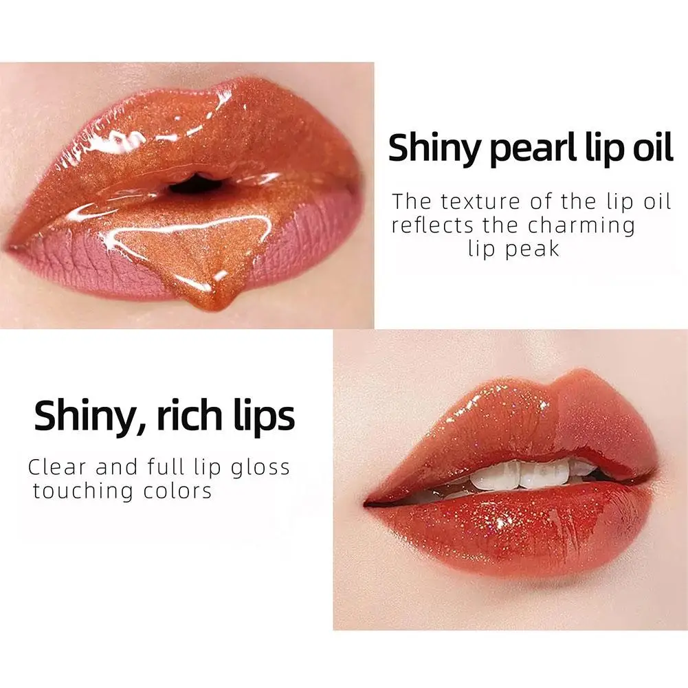 Pearlescent Fine Glitter Lip Glaze Intensely Hydrating Keeping Lips Soft Lip Glaze Lightweight Film-forming Non-sticky Lip Glaze