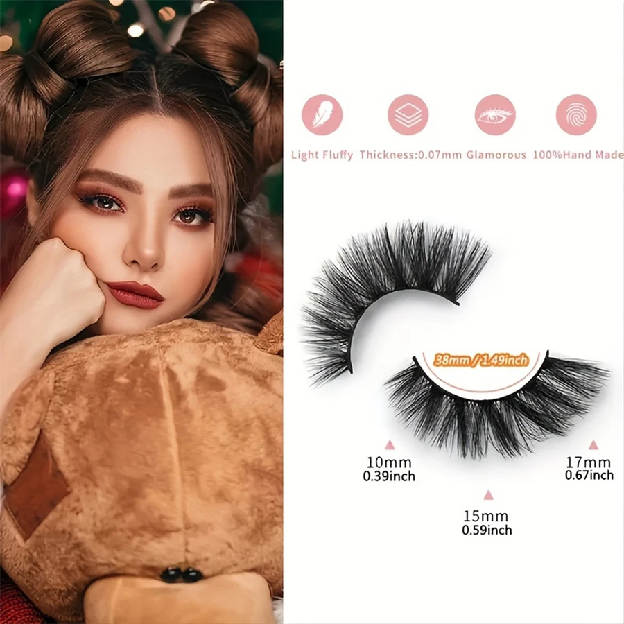 14 คู่ 8D ขนตาปลอมปุย,ประดิษฐ์ทําด้วยมือธรรมชาติม้วนงอ Mango Eye ขนตาปลอม,เหมาะสําหรับทุกวัน