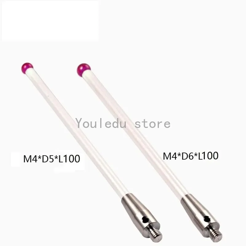 1pc 5/6mm OD M4 L100 threadruby Head Ceramic Styli Rod 3D Three Dimensional Gauge Meter Coordinate Measuring Machine CMM Tip Pro