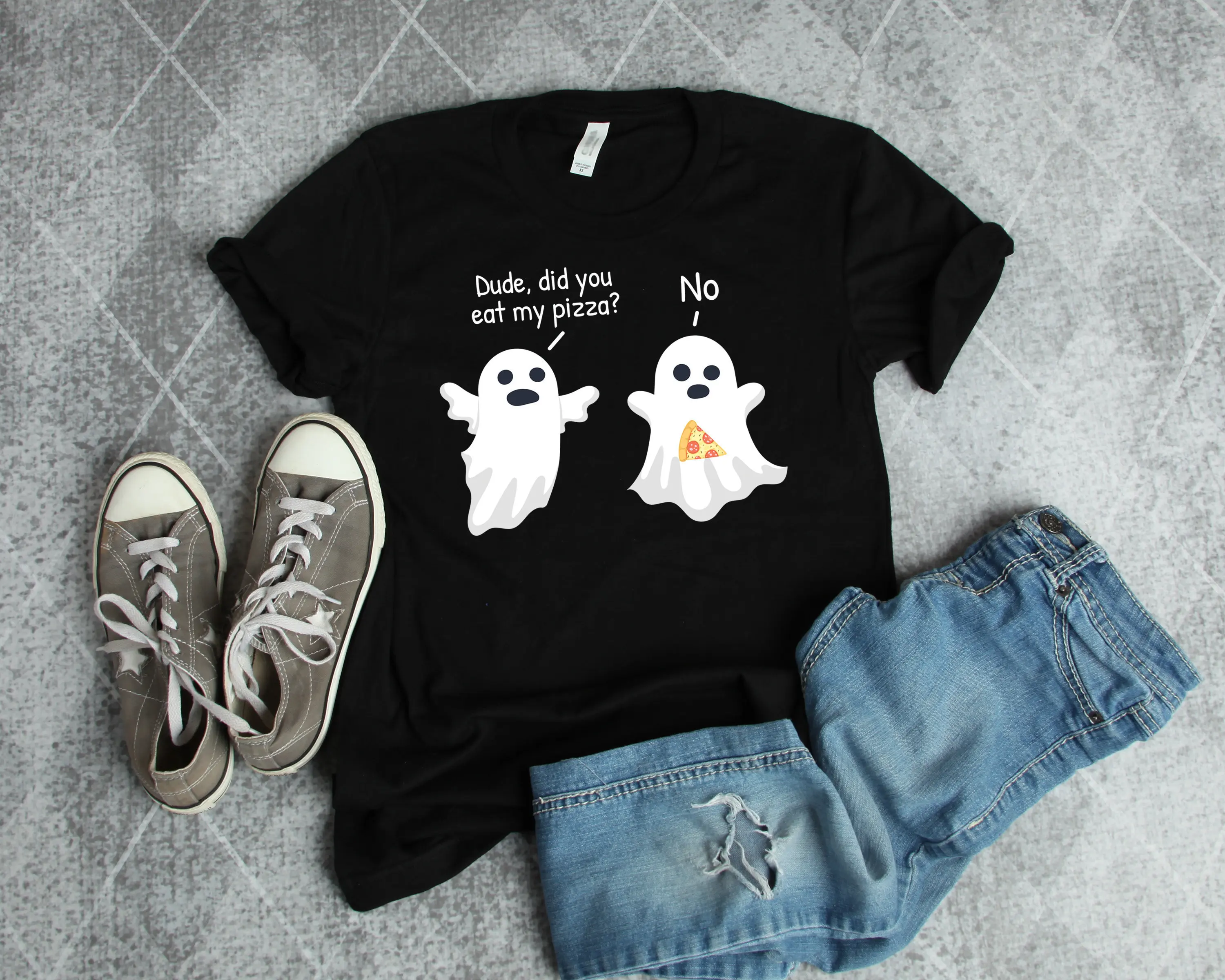 Halloween T Shirt Ghost Pizza s Funny Trick or TreaT Party