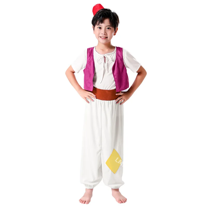 Kids Halloween Aladdin Costume Storybook Anime Cartoon Arab Prince Role Play Outfits