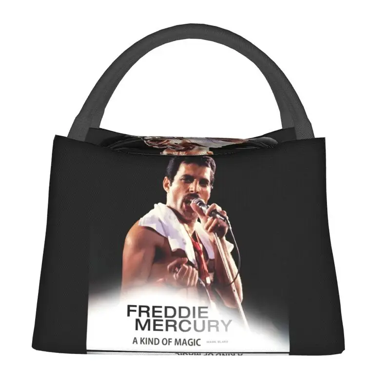 Freddie Mercury Singer Insulated Lunch Tote Bag for Women Rock Band Queen Portable Cooler Thermal Bento Box Hospital Office