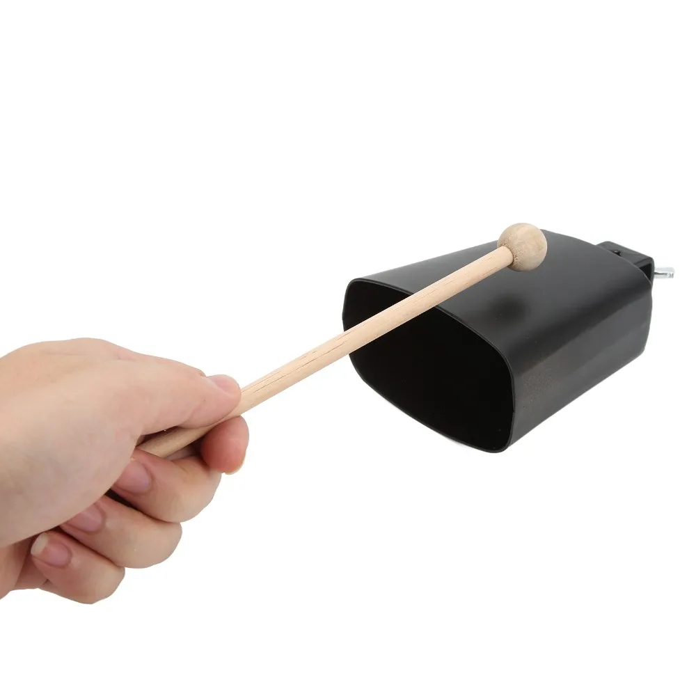 Metal Cow Bell​ ​4 Inch/5 Inch Black ​Hand Percussion Instrument​ ​With Stick​ ​Loud Sound​ ​Noise Maker​