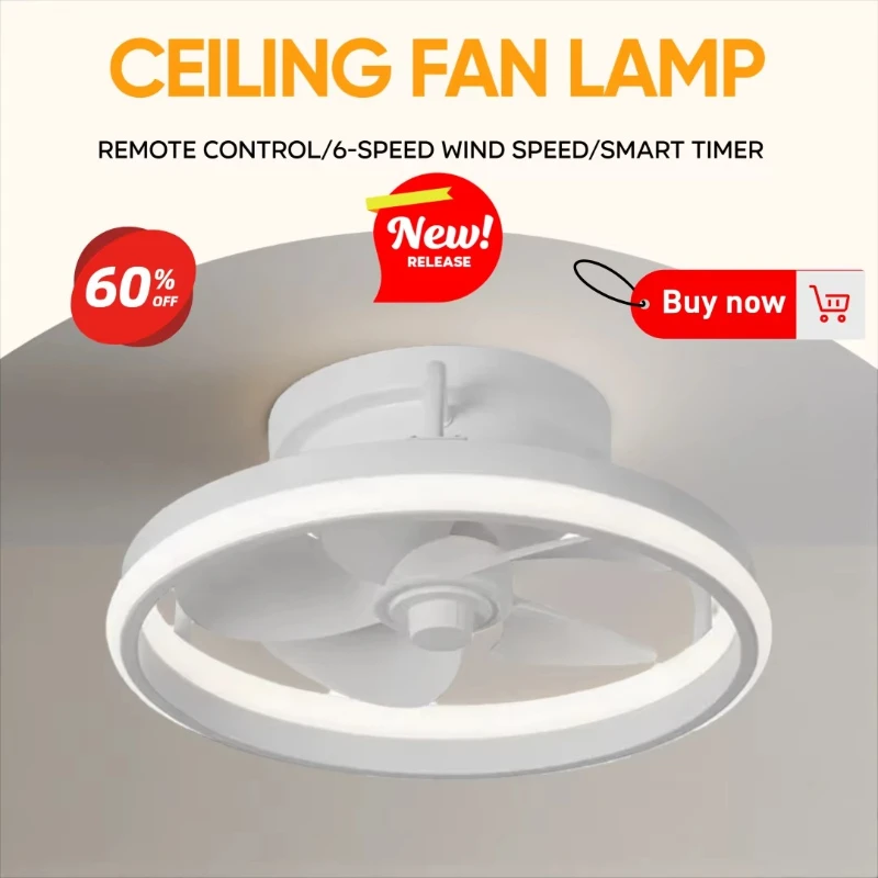 Modern Single Layer Minimalism Ceiling Fan with Light Dining Room Foyer Bedroom Ventilador Lamp Remote Control Soft Wind Led