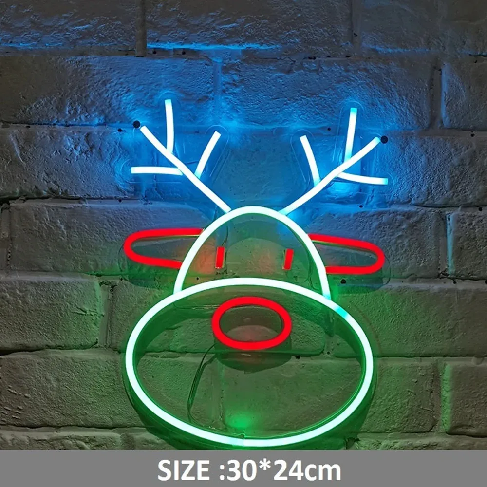 Avant-garde Neon Christmas Reindeer Neon Neon with Acrylic Plate Deer Neon Decoration Christmas Decoration Christmas Gift