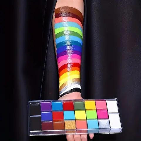 Kit de maquillage pour peinture corporelle, 20 couleurs, à base d'eau, pour le visage, avec 10 pinceaux d'artiste, pour Halloween, fête costumée de noël