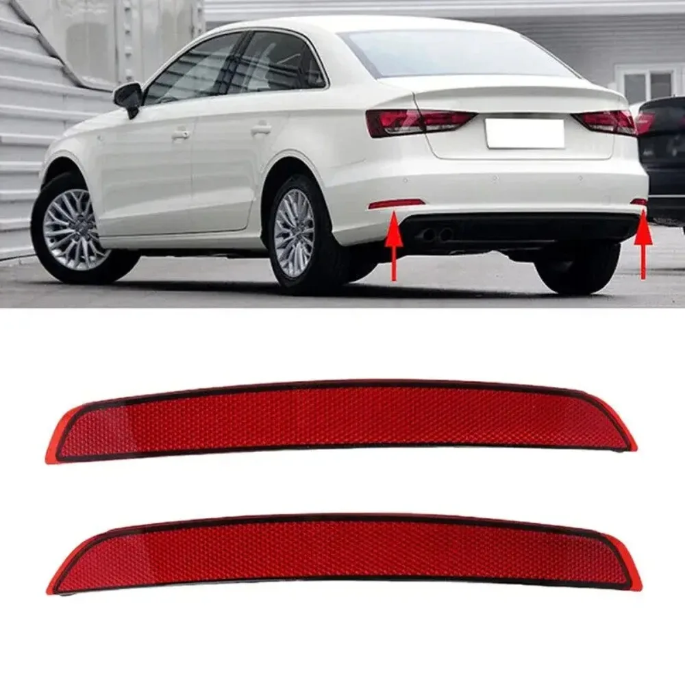 For AUDI A3 Sedan Cabriolet 2013-2016 Left & Right Red Car Rear Bumper Reflector Tail Light Bars Brake Parking Warning 8VD945105