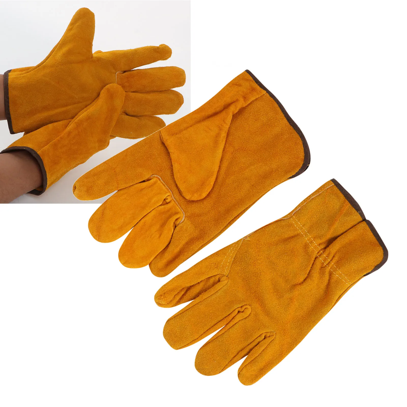 ZK30 Utility Work Gloves Cowhide Leather Heat Resistant Gloves Protective Working Gloves for Driver Welder working gloves