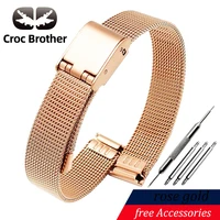 Correas de 8/10/12/13/14/15/16/17/18/19/20/21/22/24mm para correa de reloj milanesa de malla Seiko de 0,6mm para pulsera de acero inoxidable DW