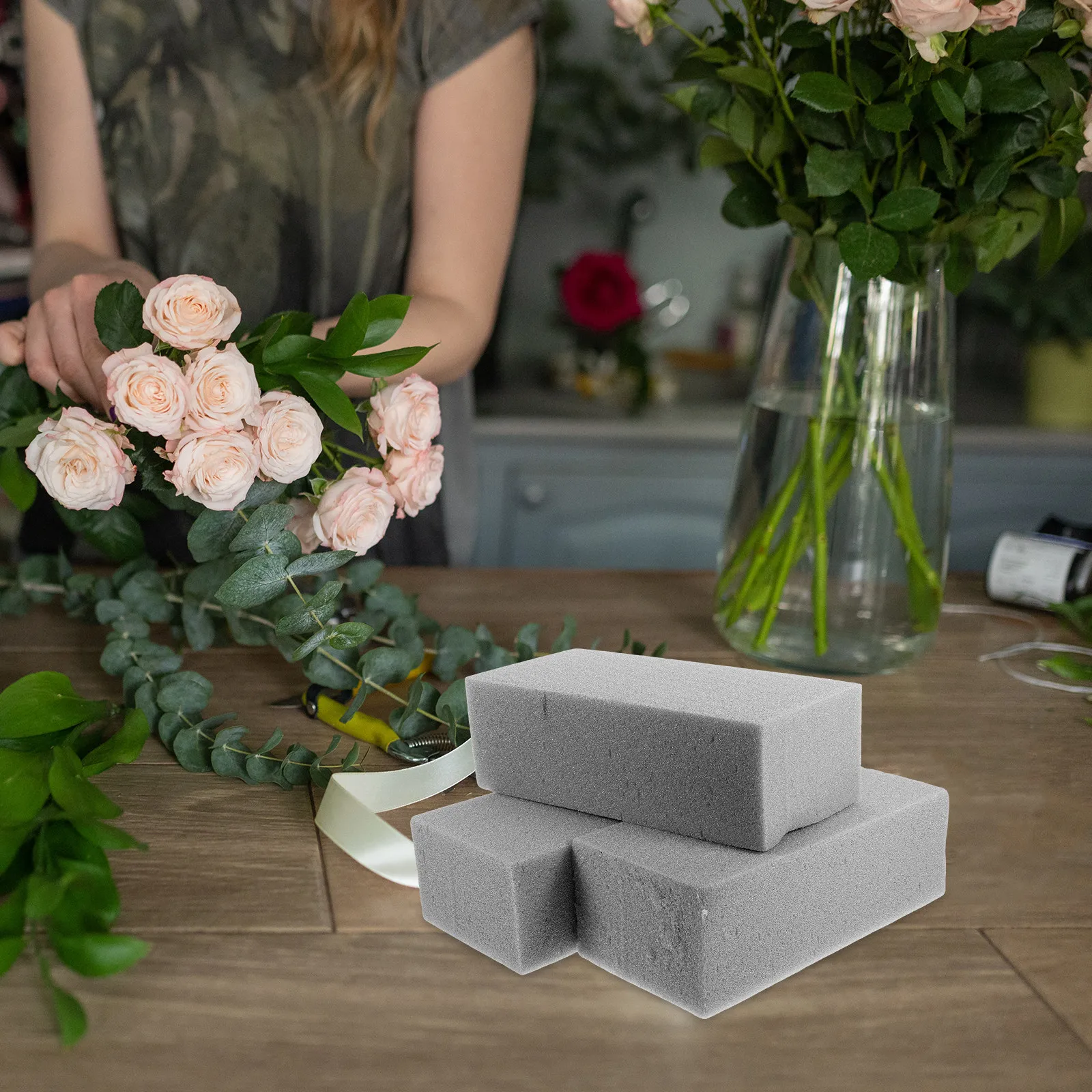 5Pcs Dry Flower Mud Floral Foam Block Reusable High Density DIY Arrangement for Wedding Birthday Party Home Florist Supplies