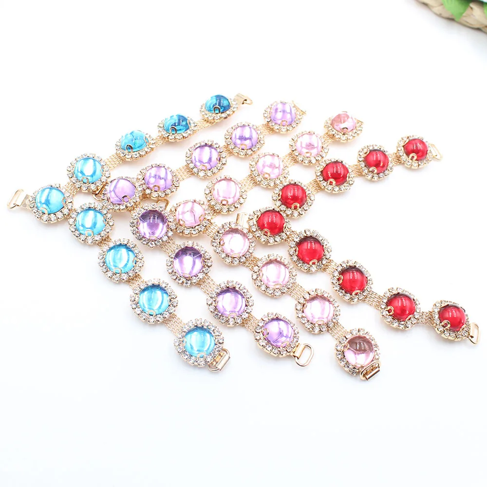 1 Piece of Multi-Color Side 115mm Rhinestone Shoe Buckle Clothing Bikini Chain DIY Beach Flip Flops Clothing Decoration Chain