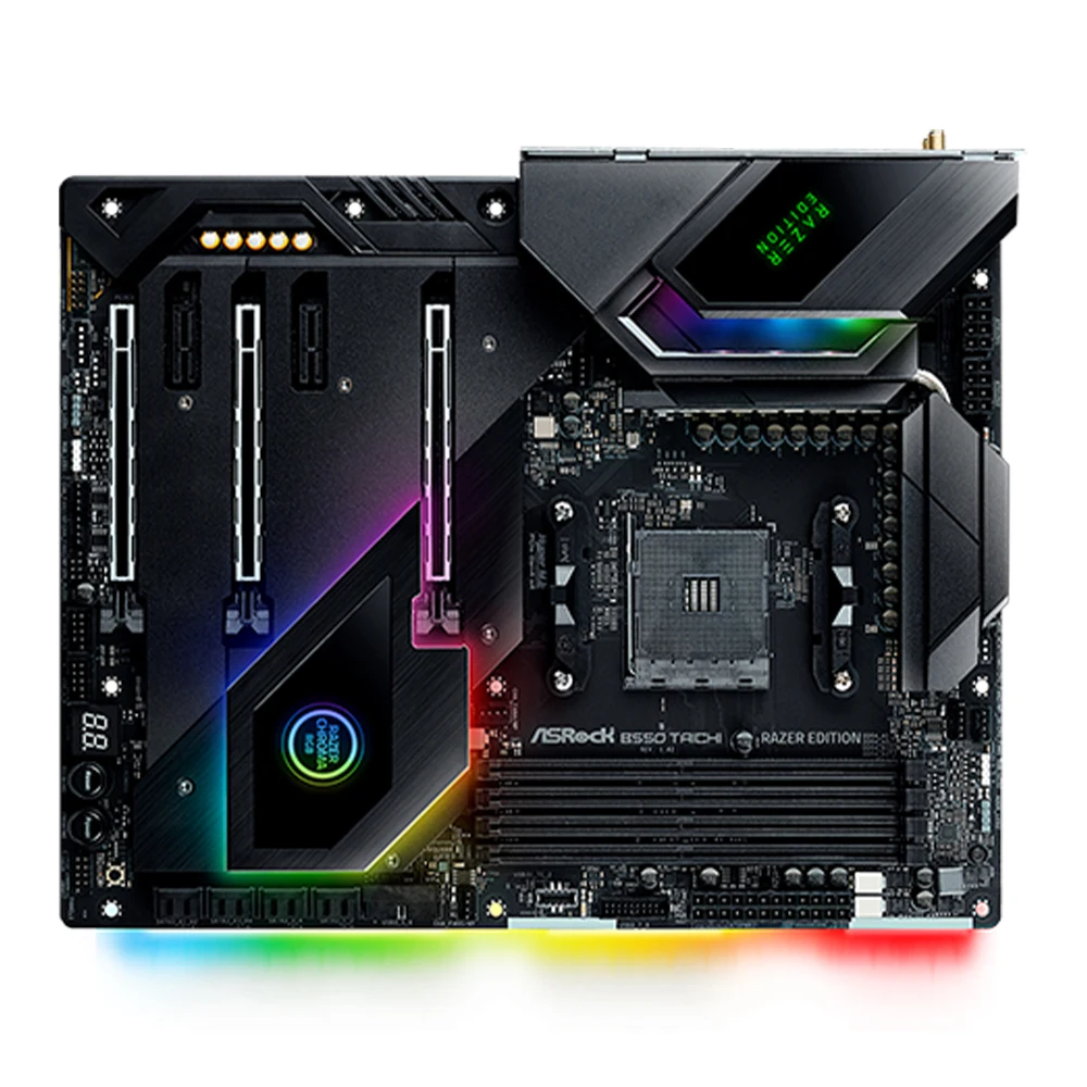ASROCK B550 TAICHI RAZER EDITION B550 AM4 Motherboard CPU support R9 5950X R7 5800X3D R5 5500 R5 5600X memoria ram DDR4 ATX PC view 5